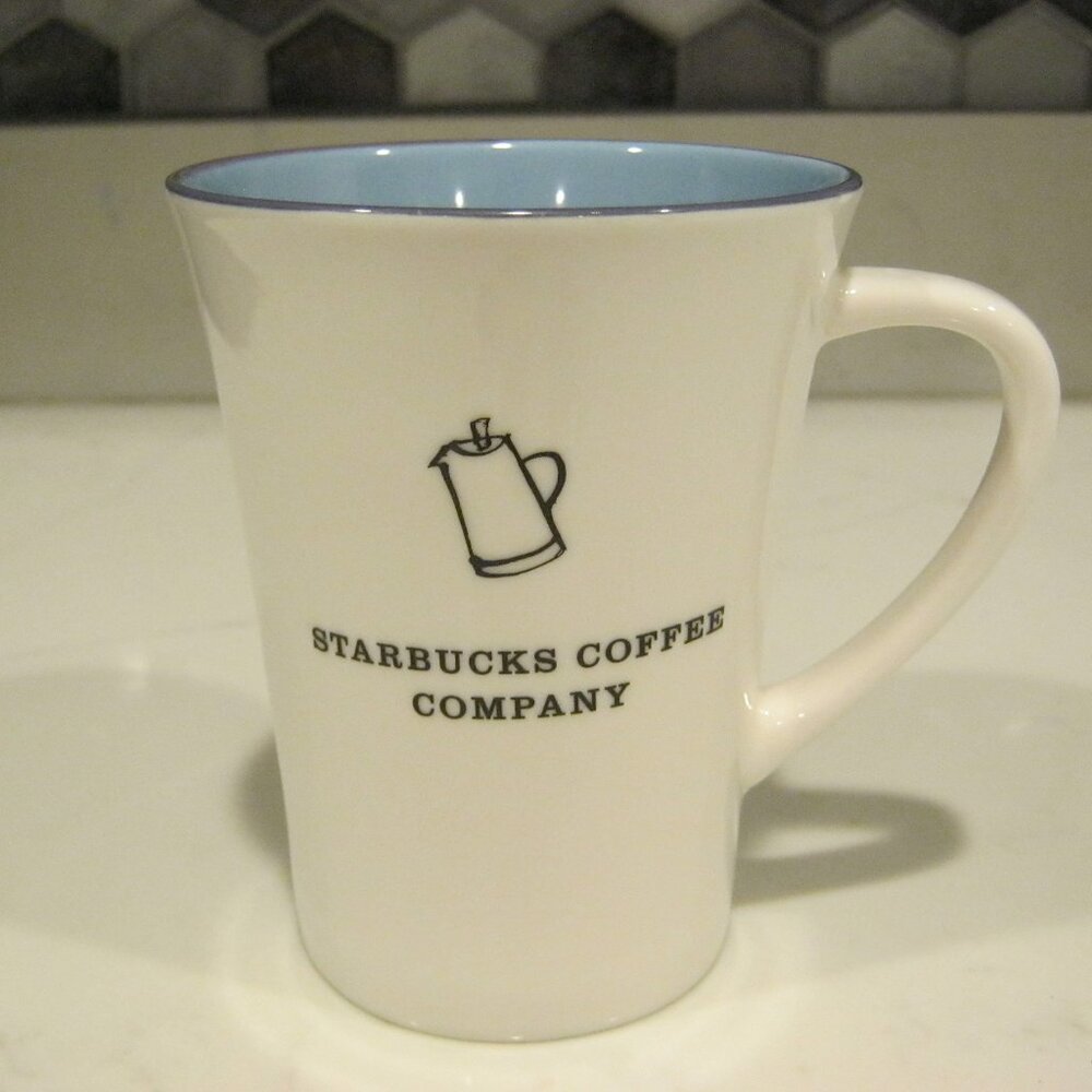 Starbucks Percolator 2006 White Light Blue Tall Coffee Tea Mug